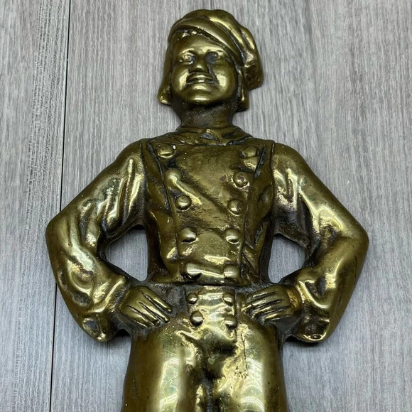 VTG Sheffield Solid Brass Dutch Boy and Girl Cast Iron Pair Andirons Gold - Picture 7 of 10